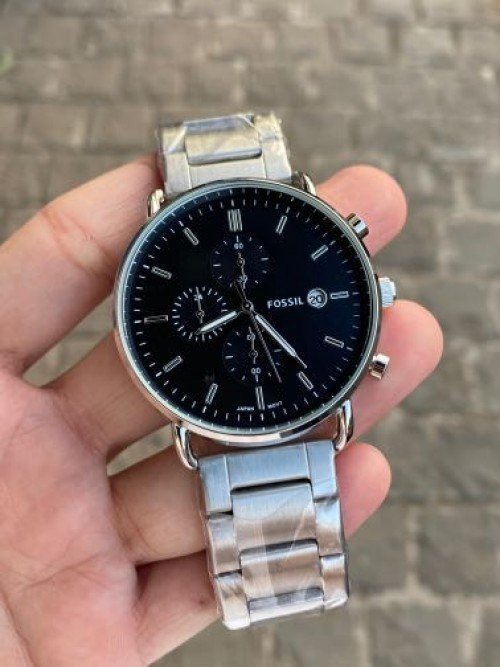 FOSSIL COMMUTER STAINLESS STEEL PREMIUM WATCH SILVER